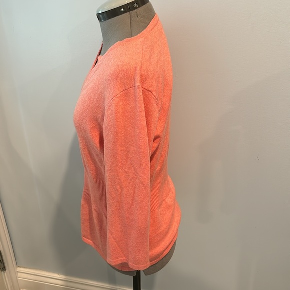 Pink cardigan button front 3/4 length sleeve size large - Picture 2 of 6